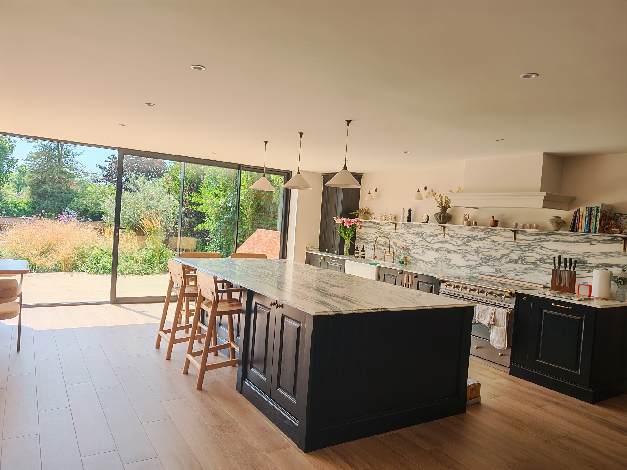 Premium open-plan kitchen with marble worktops